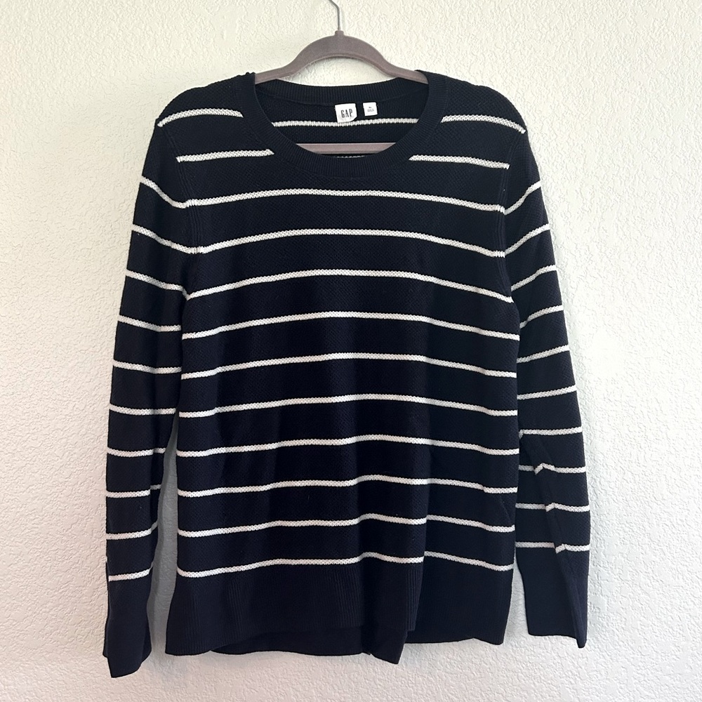 Navy blue stripe cotton-blend sweater